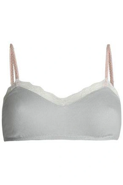 Eberjey Woman Lace-trimmed Ribbed Jersey Soft-cup Bra Gray