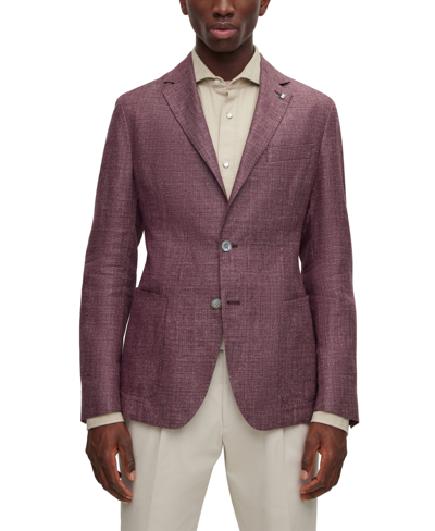 Hugo Boss Linen & Wool-blend Blazer In Red