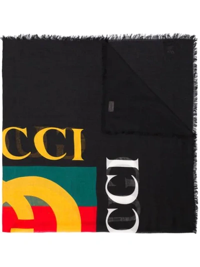 Gucci Logo Print Scarf In Multicolour