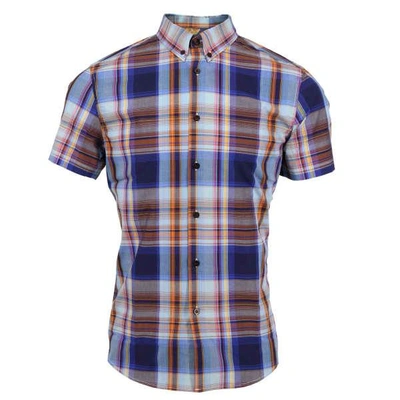 Lords Of Harlech Tim Shirt In Navy Large Plaid