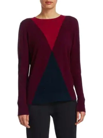 Akris Punto Wool & Cashmere Argyle Sweater In Black-burgundy