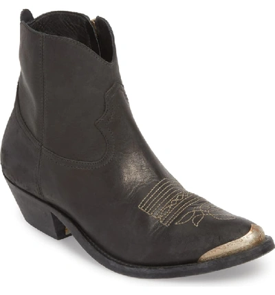 Golden Goose Young Leather Metal-toe Ankle Boot In Black