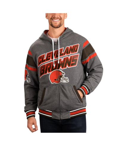 G-iii Sports By Carl Banks Men's  Brown, Gray Cleveland Browns Extreme Full Back Reversible Hoodie Fu In Brown,gray