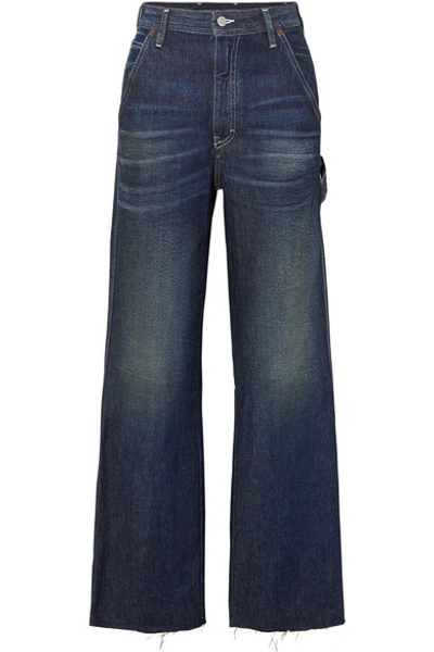 Mm6 Maison Margiela Cropped High-rise Wide-leg Jeans In Dark Denim