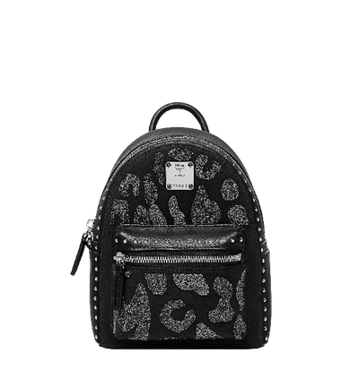 Mcm X Mini Stark Crystal Glitter Coated Canvas Backpack - Black In Bk