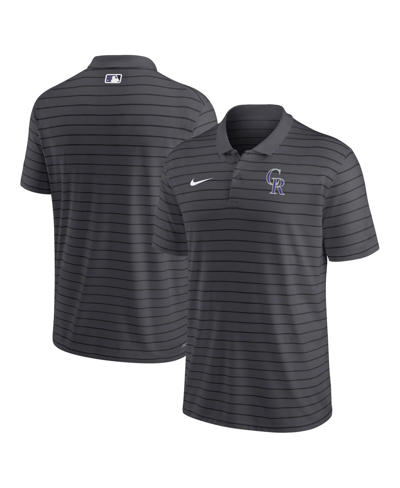Nike Men's  Charcoal Los Angeles Dodgers Authentic Collection Victory Striped Performance Polo Shirt