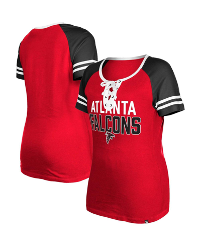 New Era Women's  Cardinal Arizona Cardinals Raglan Lace-up T-shirt In Red