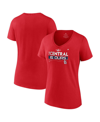 Fanatics Women's  Red St. Louis Cardinals 2022 Nl Central Division Champions Locker Room V-neck T-shi
