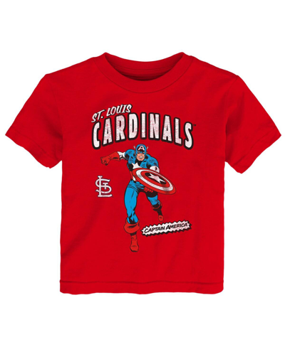 Outerstuff Babies' Toddler Boys And Girls Red St. Louis Cardinals Team Captain America Marvel T-shirt