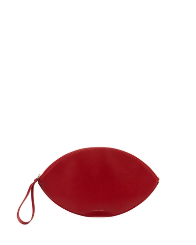 Mansur Gavriel Leather Oval Clutch Bag In Red
