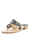 Jack Rogers Whipstitched Flip Flop In Navy/ Gold