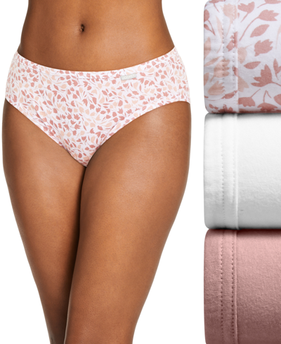 Jockey Elance Supersoft 3 Pack Cotton Brief Underwear 2073 In White,floral,rose