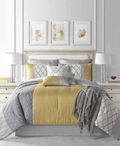 Sunham Ridgewood Queen Comforter Set, 10 Piece In Gray,gold-tone