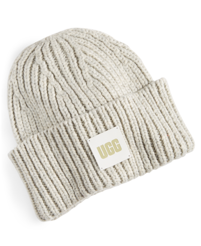 Ugg Women's Chunky Rib-knit Logo-patch Beanie In Light Grey