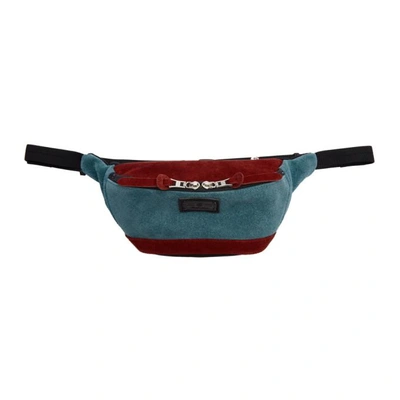 Master-piece Co Burgundy & Blue Revise Waterproof Waist Pouch In Turq.red