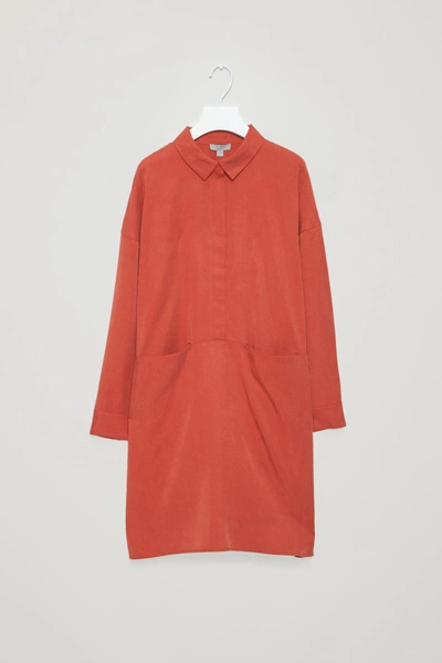 Cos Oversized Shirt Dress In Red