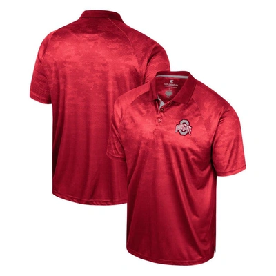 Colosseum Men's  Scarlet Ohio State Buckeyes Honeycomb Raglan Polo Shirt