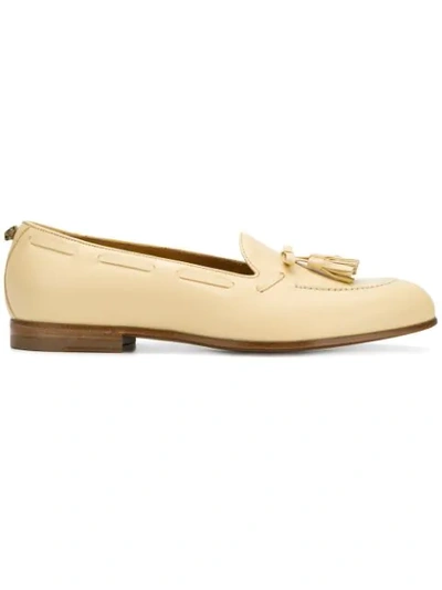 Gucci Leather Tassel Loafers In Cream In Neutrals