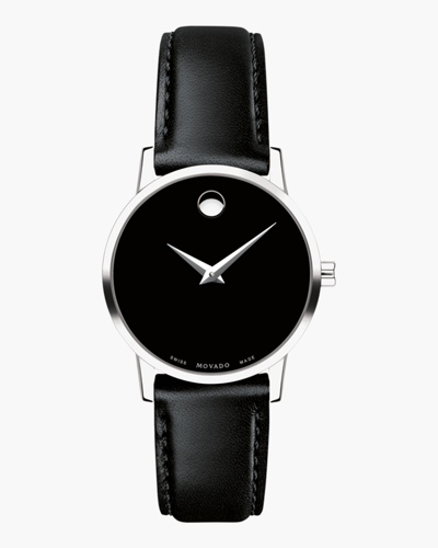 Movado Women's Swiss Museum Classic Black Leather Strap Watch 28mm