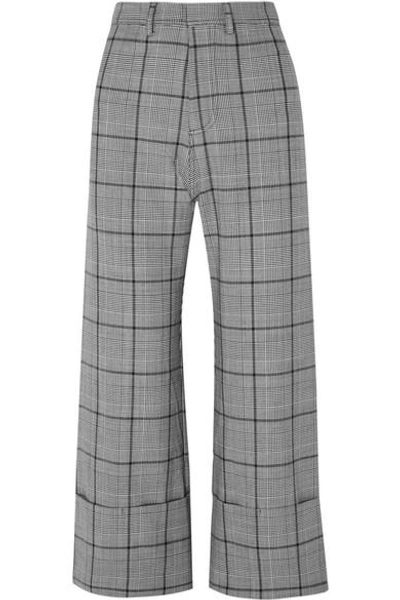 Sea Bacall Cropped Checked Woven Wide-leg Pants In Gray