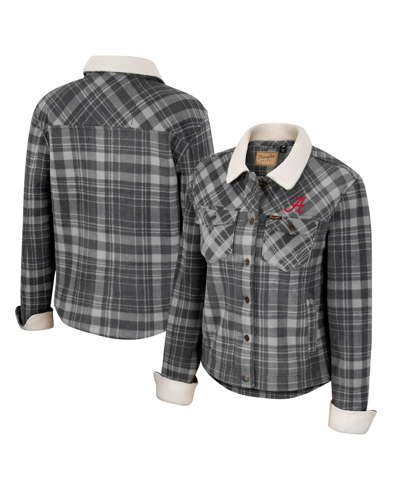 Colosseum Women's  X Wrangler Charcoal Alabama Crimson Tide Plaid Polar Fleece Button-up Jacket