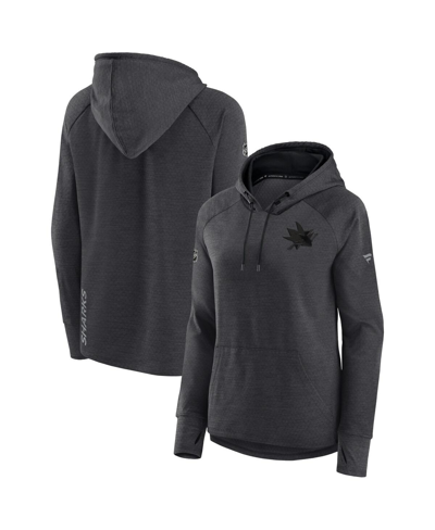 Fanatics Women's  Heather Charcoal San Jose Sharks Authentic Pro Road Performance Raglan Pullover Hoo