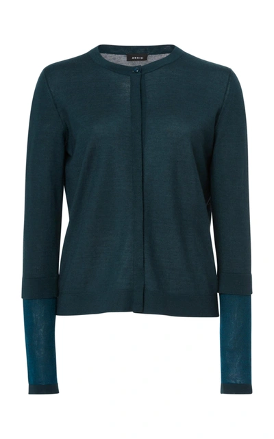 Akris Cashmere Silk Knit Cardigan In Blue