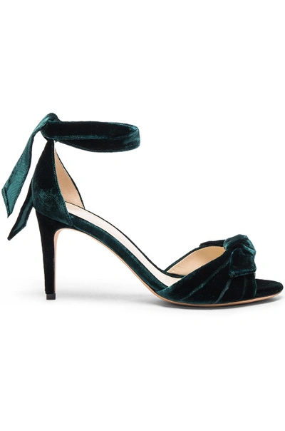 Alexandre Birman Clarita Bow-embellished Velvet Sandals In Green