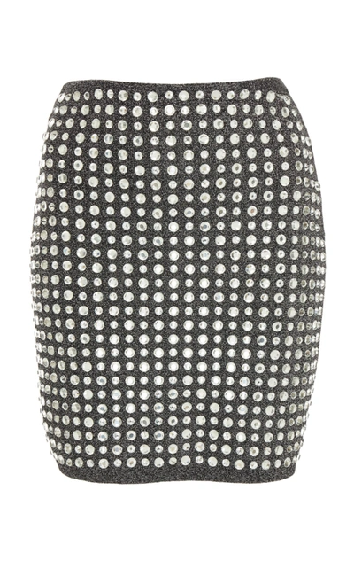 Balmain Mini Strass Skirt In Grey