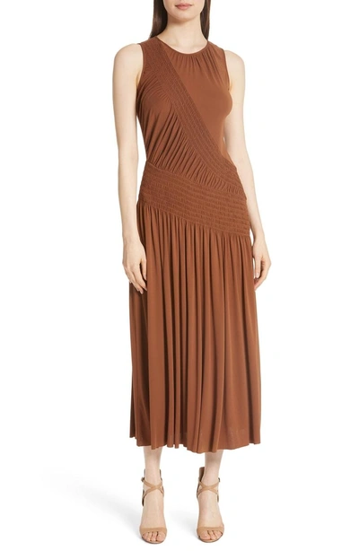 Grey Jason Wu Smocked Jersey Dress In Terracotta