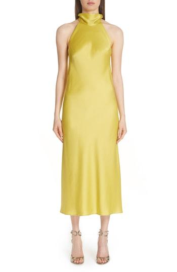 galvan sienna satin midi dress