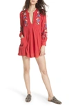 Free People Mia Embroidered Floral Dress In Red