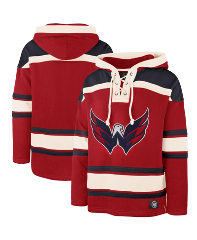 47 Brand Men's Red Washington Capitals Superior Lacer Logo Pullover Hoodie