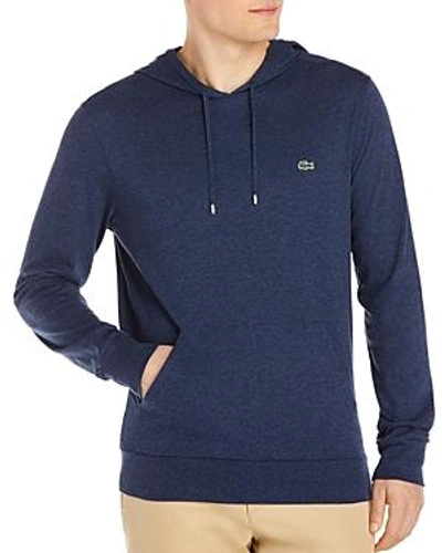 Lacoste Long Sleeve Jersey Hooded Tee In Nocturne Chine
