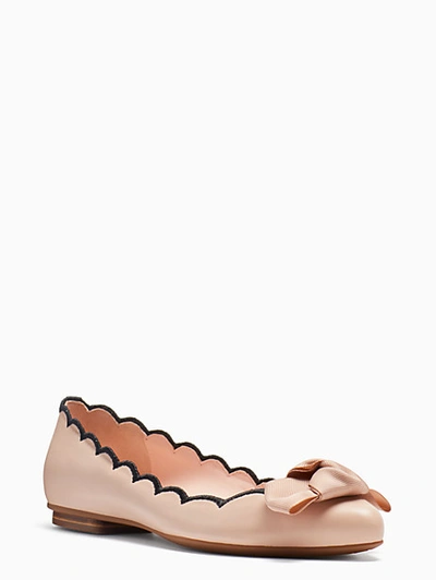 Kate Spade Scalloped Leather Flats In Ballet Pink