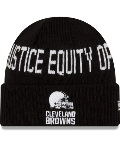 New Era Kids' Big Boys And Girls Black Cleveland Browns Social Justice Cuffed Knit Hat