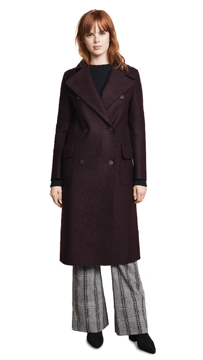 Harris Wharf London Virgin Wool D.b. Military Coat In Bordeaux