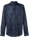 Etro Paisley-print Cotton Shirt In Blu Scuro