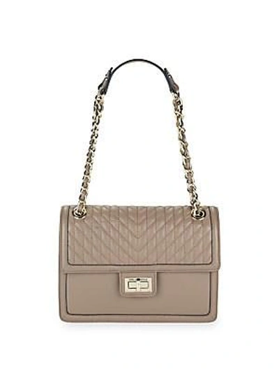 Karl Lagerfeld Agyness Quilted Leather Shoulder Bag In Dark Taupe