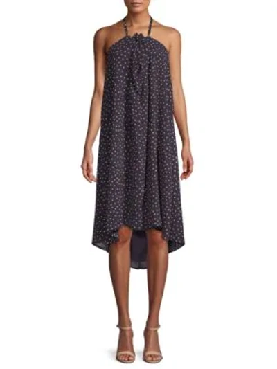 Lucca Couture Lila Dotted Halter Dress In Navy Multi