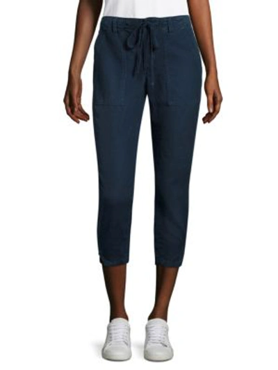 Amo Twist Drawstring Canvas Pants In Navy