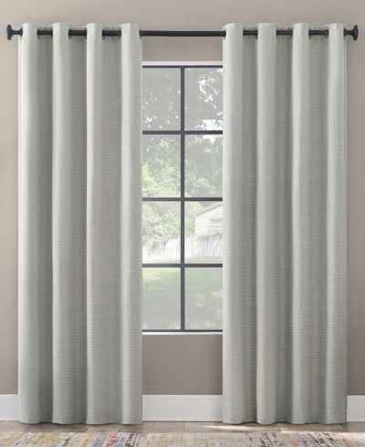 Scott Living Rafaela Woven Pattern Chenille 100% Blackout Grommet Curtain Panel, 50" X 96" In White