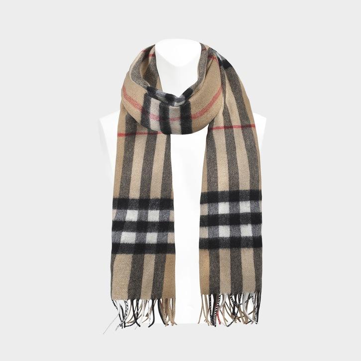 Burberry Giant Icon Scarf In Camel Check Cashmere | ModeSens