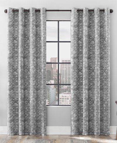 Scott Living Osaka Brushstroke Curtain Panel Collection In Gray