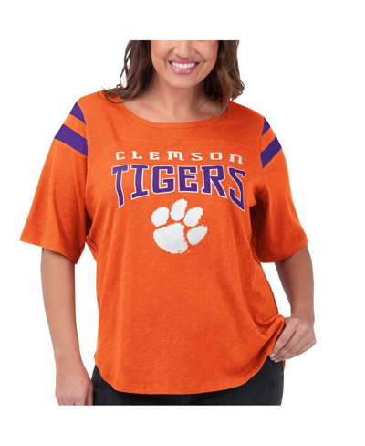 G-iii 4her By Carl Banks Women's  Orange Clemson Tigers Plus Size Linebacker Half-sleeve T-shirt