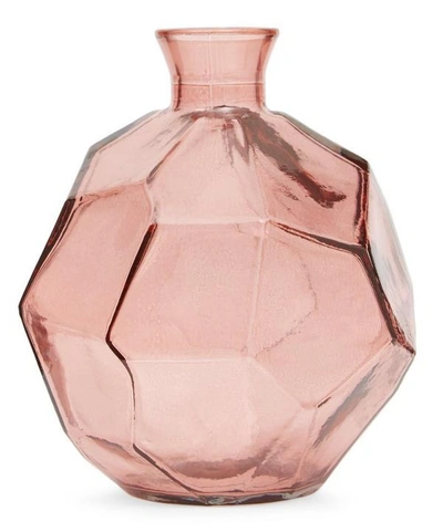 San Miguel Recycled Glass Short Origami Vase In Pink