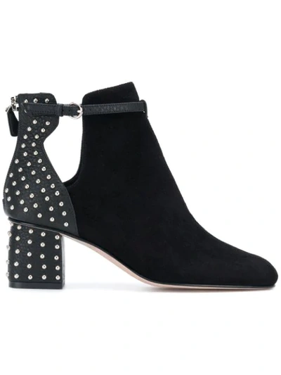 Red Valentino Black Suede And Leather Ankle Boots In Nero