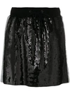 Alberta Ferretti Side Stripe Sequin Mini Skirt In Black