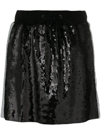 Alberta Ferretti Side Stripe Sequin Mini Skirt In Black