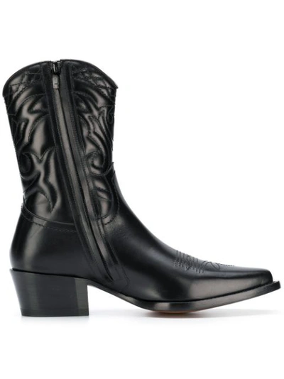 Dsquared2 50mm Quilted Leather Cowboy Boots In Black